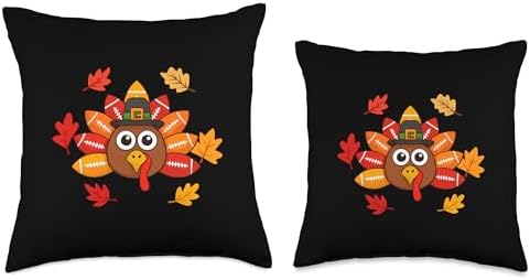 Funny Thanksgiving Football Player Autumn Fall Baby Turkey Throw Pillow - Image 3