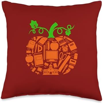 Principal Tools Pumpkin Shape Thanksgiving Autumn Job Team Throw Pillow by Unknown