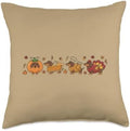 Dachshund Thanksgiving Parade, Pumpkin, Pie & Turkey Wiener Throw Pillow by Unknown