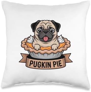 Pugkin Pie Funny Pug Pumpkin Pie Thanksgiving Dog Lover Tee Throw Pillow by Unknown