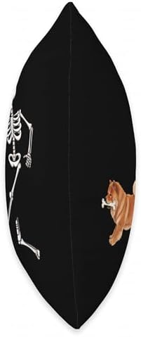 Funny Halloween Chow Chow and Skeleton Throw Pillow