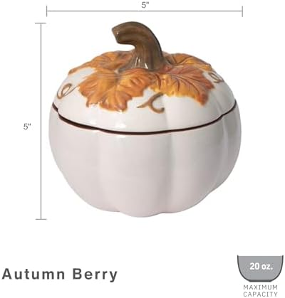 Pfaltzgraff Autumn Berry 20 oz Stoneware Pumpkin Bowl - Image 4