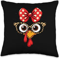 Thanksgiving Turkey Face Leopard Glasses Women Girls Throw Pillow by Unknown