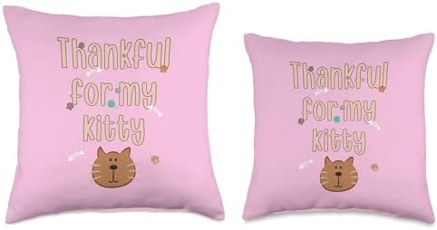 Thankful for My Kitty Blessed Cat Owner Thanksgiving Saying Throw Pillow - Image 3