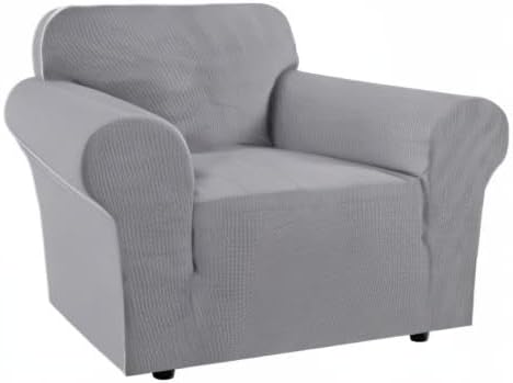 H.VERSAILTEX High Stretch Armchair Cover 1-Piece Rich Jacquard Chair Covers for for Kids Living Room Spandex Fabric Sofa Couch Cover for Dogs Machine Washable (Armchair 31"-40" Dove)