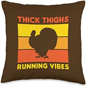 Thanksgiving Running Turkey Trot Thick Thighs Running Vibes Throw Pillow by Unknown