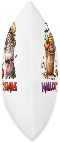 halloween thanksgiving christmas happy hallothanksmas coffee Throw Pillow - Image 2