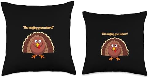 Funny Turkey Thanksgiving The Stuffing Goes Where Tailgate Throw Pillow - Image 3