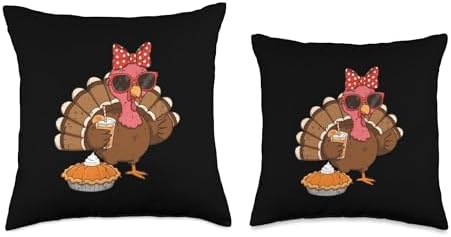 Thanksgiving Turkey Bow Orange Juice Pie Women Girls Kids Throw Pillow - Image 3