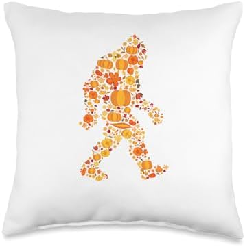 Fall Bigfoot Thanksgiving Autumn Pumpkin Women Men Boy Girl Throw Pillow by Unknown