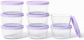 16-Piece Glass Food Storage Containers Set (8 Containers + 8 BPA-Free Lids) | 1-Cup, Leakproof | Microwave, Freezer, Oven & Dishwasher Safe | Ideal for Meal Prep & Pantry Organization, Purple