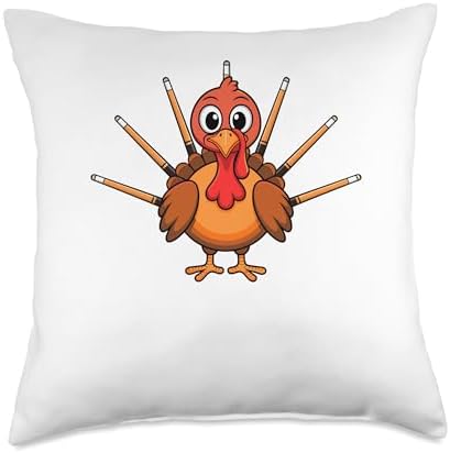 Thanksgiving Turkey Billiard Pool Player Billiards Throw Pillow by Unknown
