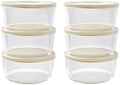 12-Piece Glass Food Storage Containers Set (6 Containers + 6 BPA-Free Lids) | 4-Cup, Leakproof | Microwave, Freezer, Oven & Dishwasher Safe | Ideal for Meal Prep & Pantry Organization, Beige