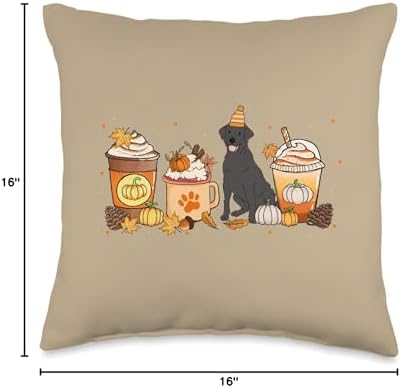 Labrador Retriever Coffee Pumpkin Spice Fall Thanksgiving Throw Pillow - Image 4
