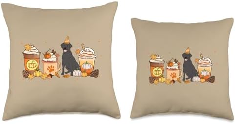 Labrador Retriever Coffee Pumpkin Spice Fall Thanksgiving Throw Pillow - Image 3