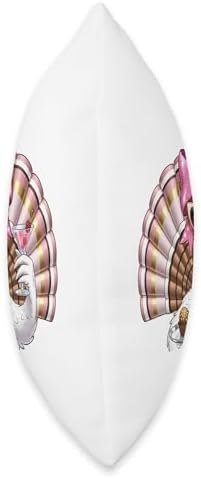 Funny Glam Turkey Thanksgiving Outfit Pink Bow Holiday Humor Throw Pillow - Image 2