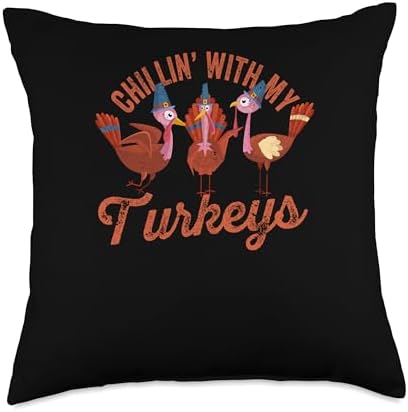 Turkey Meat Thanksgiving Shirt Pilgrim Costume Chillin Thanksgiving Autumn Fall Turkey Throw Pillow, 18x18, Multicolor by Unknown