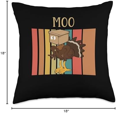 Funny Thanksgiving Turkey Cow Turkey Moo Fake Cow Moo Thanksgiving Turkey Funny Fake Cow Throw Pillow, 18x18, Multicolor - Image 4