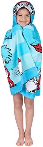 Dr. Seuss Cat In The Hat Bath/Pool/Beach Soft Cotton Terry Hooded Towel Wrap, 24 in x 50 in, By Franco Kids