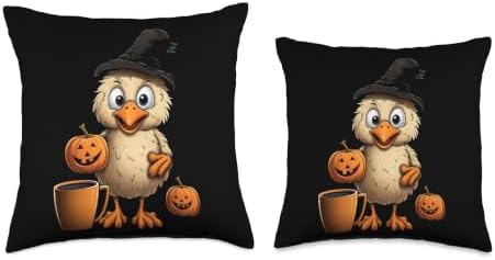 Chicken Hen Pumpkin Spice Latte Autumn Thanksgiving Halloween Throw Pillow - Image 3