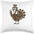 Hello Hunting Season Thanksgiving Camouflage Camo Turkey Throw Pillow by Unknown