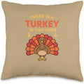 Mom Thanksgiving Pregnancy Announcement - There is A Turkey Throw Pillow by Unknown