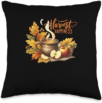 Harvest Happiness Fall Vibes Autumn Thanksgiving Throw Pillow by Unknown