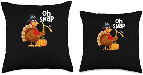 Pilgrim Costume Turkey Meat Thanksgiving Shirt Oh Snap Funny Thanksgiving Day Dinner Turkey Party Pilgrim Throw Pillow, 16x16, Multicolor - Image 3