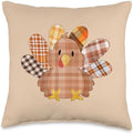 Cute Autumn Plaid Thanksgiving Turkey Throw Pillow by Unknown