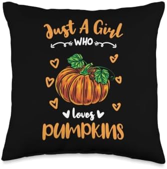 Thanksgiving Just A Girl Who Loves Pumpkins Throw Pillow by Unknown