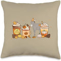 Donkey Coffee Pumpkin Spice Farm Animal Fall Thanksgiving Throw Pillow by Unknown