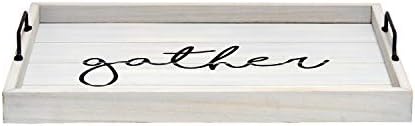 Elegant Designs HG2000-GGH Decorative Wood Serving Tray w/Handles, 15.50" x 12", Gather - Image 2