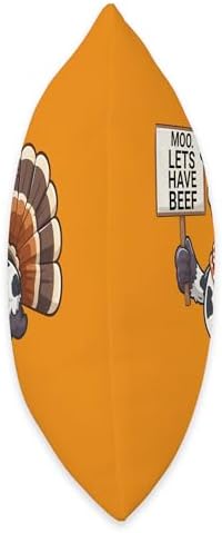 Holiday Laughter Designs Moo Lets Have Beef Humorous Thanksgiving Turkey Cow Costume Throw Pillow, 18x18, Multicolor - Image 2