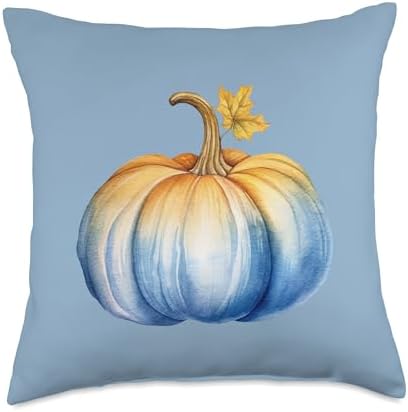 Chinoiserie Gifts by Southerngal Chinoiserie Thanksgiving Blue and Orange Pumpkin Home Decor Throw Pillow, 18x18, Multicolor by Unknown