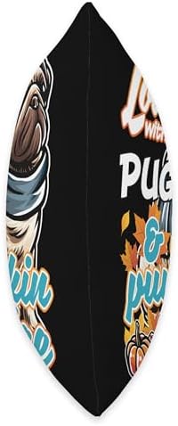 BCC Pug Shirts & Pugly Pugs Dog Lover Gifts Pug Dog Scarf Pumpkin Happy Thanksgiving Throw Pillow, 18x18, Multicolor - Image 2