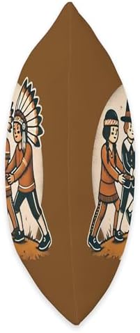 Pilgrim Indian Football Funny Thanksgiving Sports Team Play Throw Pillow - Image 2