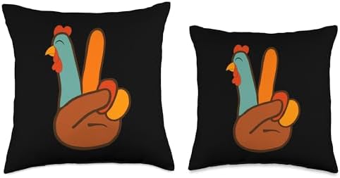 Thanksgiving Peace Love Turkey Hand Sign Tee Ideas Thanksgiving Peace Love Grateful Turkey Hand Sign Throw Pillow, 18x18, Multicolor - Image 3
