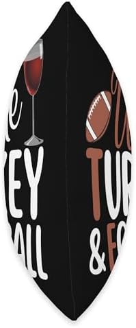 Wine Turkey and Football Funny Thanksgiving Tee Wine Turkey and Football Funny Thanksgiving Holiday WTF Throw Pillow, 16x16, Multicolor - Image 2