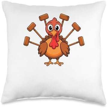 Thanksgiving Turkey Polo Mallet Equestrian Horse Horseback Throw Pillow by Unknown