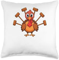 Thanksgiving Turkey Polo Mallet Equestrian Horse Horseback Throw Pillow by Unknown