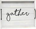 Elegant Designs HG2000-GGH Decorative Wood Serving Tray w/Handles, 15.50" x 12", Gather by ElegantDesigns