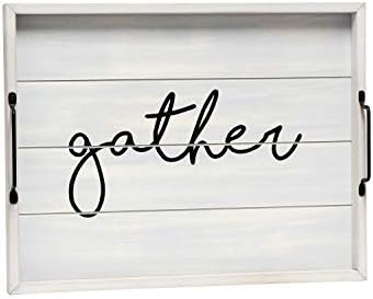 Elegant Designs HG2000-GGH Decorative Wood Serving Tray w/Handles, 15.50" x 12", Gather by ElegantDesigns