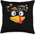 Thanksgiving Turkey Face Matching Family Costume Floral Kids Throw Pillow by Unknown