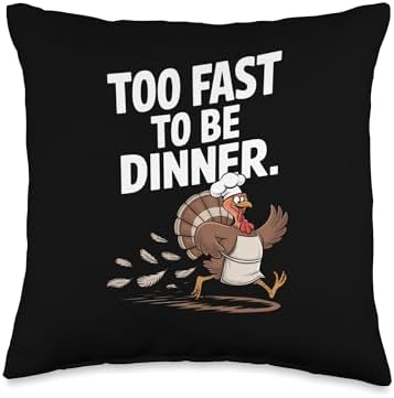 Funny Thanksgiving Day Turkey Running Too Fast To Be Dinner Throw Pillow by Unknown