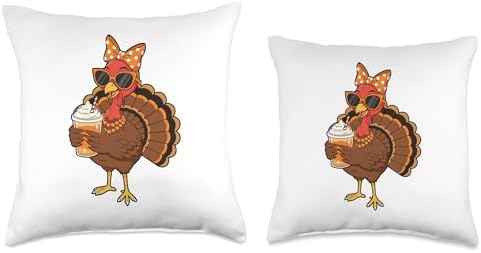 Turkey Drinking Coffee - Thanksgiving Day Fall Holiday Throw Pillow - Image 3