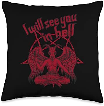 Satan loves me I will see you in Hell Lucifer 666 saying Throw Pillow