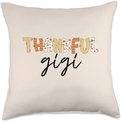 Thankful Gigi Autumn Theme Fall Thanksgiving Grandma Throw Pillow by Unknown
