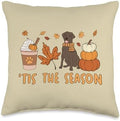 Tis The Season Labrador Retriever Fall Autumn Pumpkin Coffee Throw Pillow by Unknown