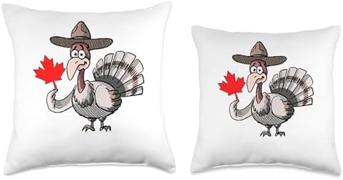 Happy Canadian Thanksgiving Funny Turkey Graphic Canada Flag Throw Pillow - Image 3