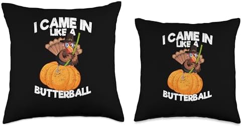 Thanksgiving Shirt Turkey Meat Pilgrim Costume I Came in Like A Butterball Thanksgiving Pumpkin Turkey Day Throw Pillow, 18x18, Multicolor - Image 3
